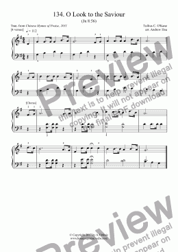 page one of O Look to the Saviour - Really Easy Piano 134