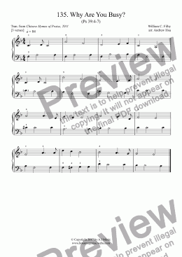 page one of Why Are You Busy? - Really Easy Piano 135