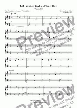 page one of Wait on God and Trust Him - Really Easy Piano 144