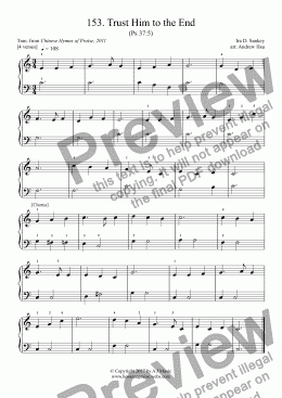 page one of Trust Him to the End - Really Easy Piano 153