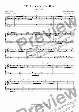 page one of  I Know Not the Hour - Really Easy Piano 207