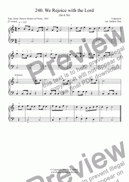 page one of We Rejoice with the Lord - Really Easy Piano 240