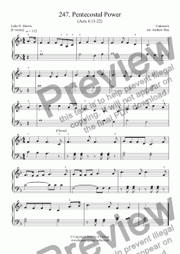 page one of Pentecostal Power - Really Easy Piano 247