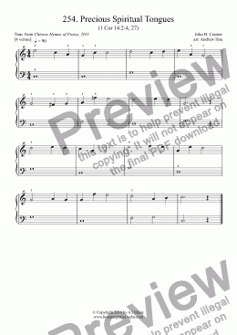 page one of Precious Spiritual Tongues - Really Easy Piano 254