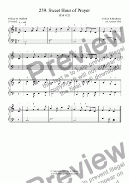 page one of Sweet Hour of Prayer - Really Easy Piano 259