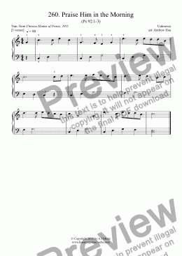 page one of Praise Him in the Morning - Really Easy Piano 260