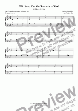 page one of Send Out the Servants of God - Really Easy Piano 289