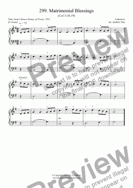 page one of Matrimonial Blessings - Really Easy Piano 299