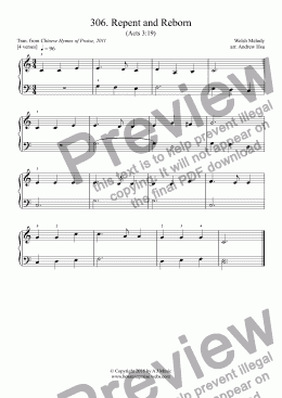 page one of Repent and Reborn - Really Easy Piano 306