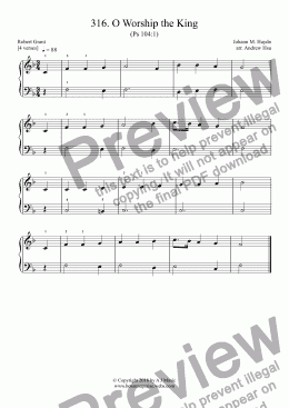 page one of O Worship the King - Really Easy Piano 316