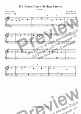 page one of Crown Him with Many Crowns - Really Easy Piano 323