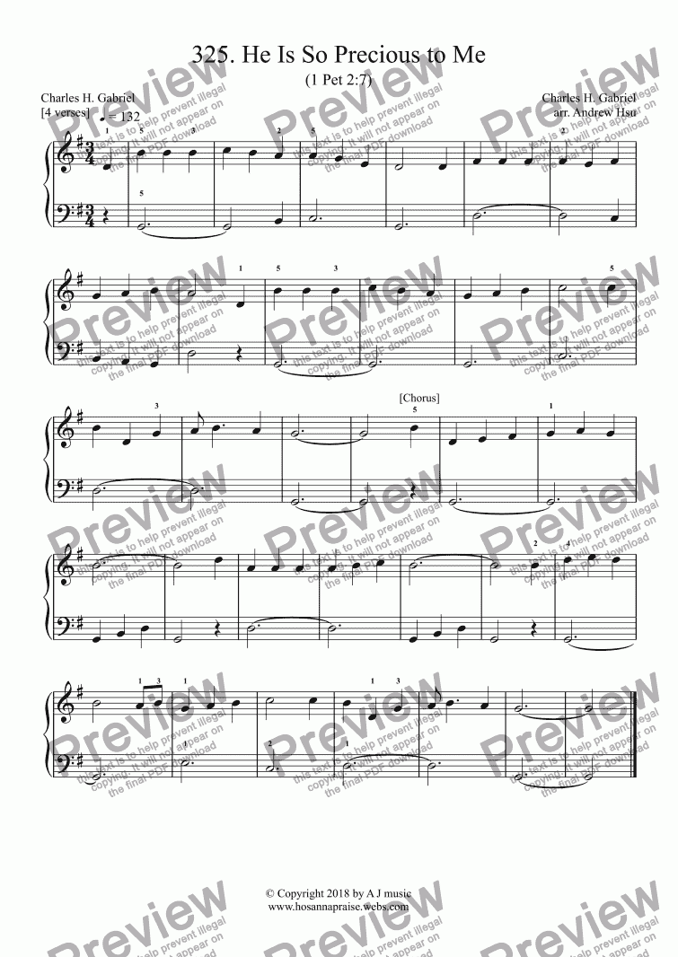 page one of He Is So Precious to Me - Really Easy Piano 325