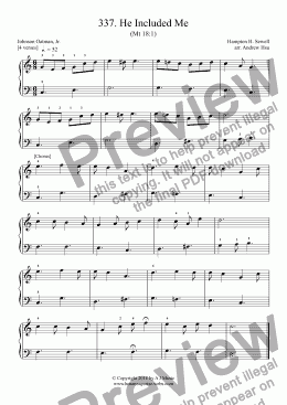 page one of He Included Me - Really Easy Piano 337