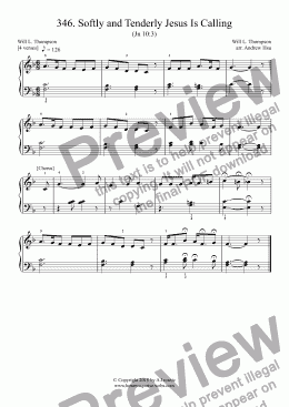 page one of Softly and Tenderly Jesus Is Calling - Really Easy Piano 346