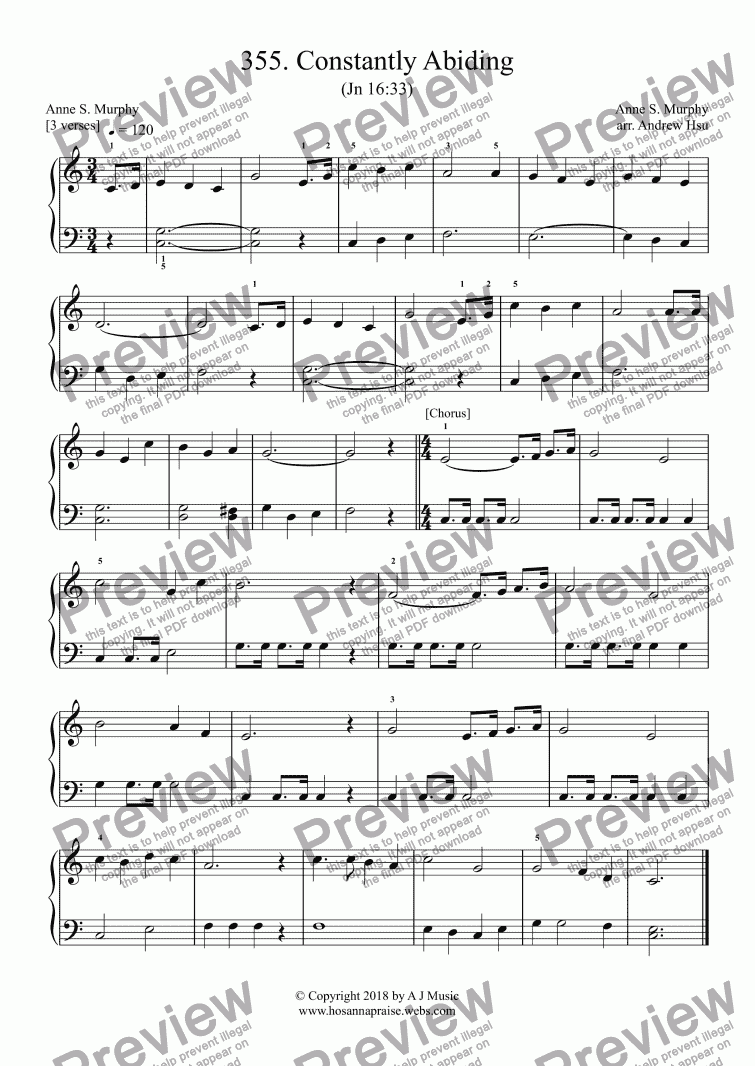 page one of Constantly Abiding - Really Easy Piano 355