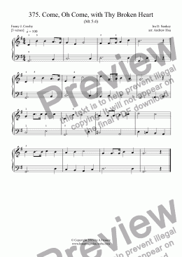 page one of Come, Oh Come, with Thy Broken Heart - Really Easy Piano 375