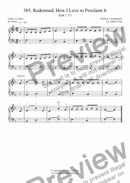 page one of Redeemed, How I Love to Proclaim It - Really Easy Piano 385