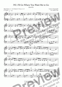 page one of I'll Go Where You Want Me to Go - Really Easy Piano 392
