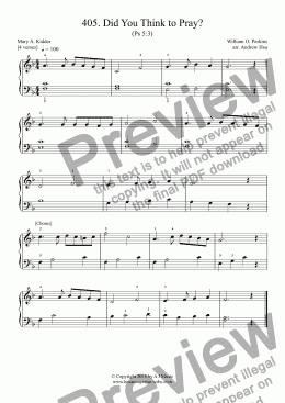page one of Did You Think to Pray? - Really Easy Piano 405