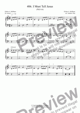 page one of I Must Tell Jesus - Really Easy Piano 406