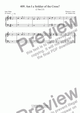 page one of Am I a Soldier of the Cross? - Really Easy Piano 409