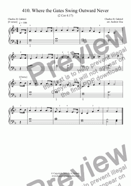 page one of Where the Gates Swing Outward Never - Really Easy Piano 410