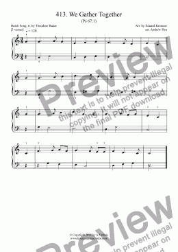 page one of We Gather Together - Really Easy Piano 413