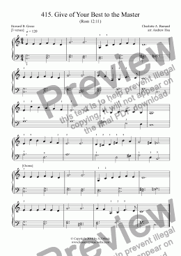 page one of Give of Your Best to the Master - Really Easy Piano 415