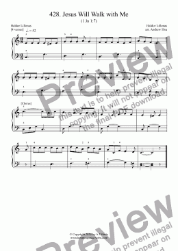 page one of Jesus Will Walk with Me - Really Easy Piano 428