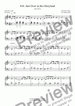 page one of Just Over in the Gloryland - Really Easy Piano 434