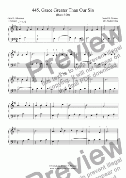 page one of Grace Greater Than Our Sin - Really Easy Piano 445