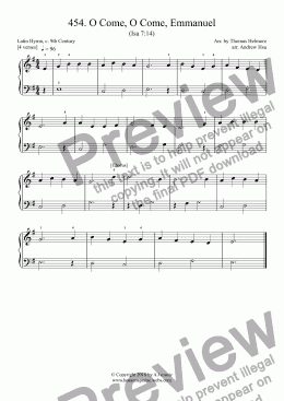 page one of O Come, O Come, Emmanuel - Really Easy Piano 454