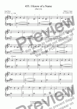 page one of I Know of a Name - Really Easy Piano 455