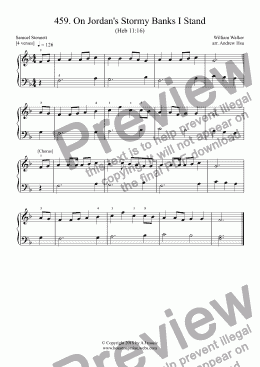page one of On Jordan's Stormy Banks I Stand - Really Easy Piano 459