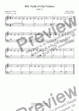 page one of Faith of Our Fathers - Really Easy Piano 464