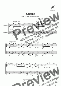 page one of Gnome for guitar duet