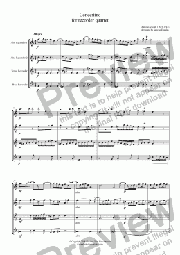 page one of Vivaldi - CONCERTINO for recorder quartet