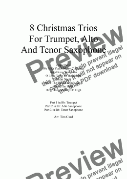 page one of 8 Christmas Trios, For Trumpet, Alto and Tenor Saxophone.