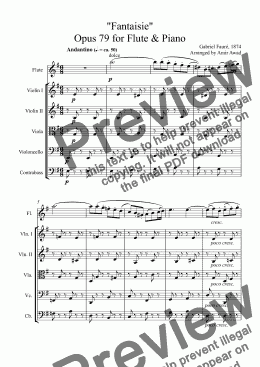 page one of Faure : "Fantaisie" Opus 79 for Flute & Piano