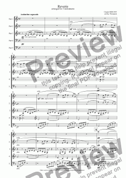 page one of Debussy: Reverie - mixed quintet