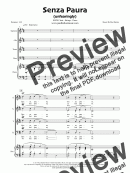 page one of Senza Paura (SATB Choir - Piano)