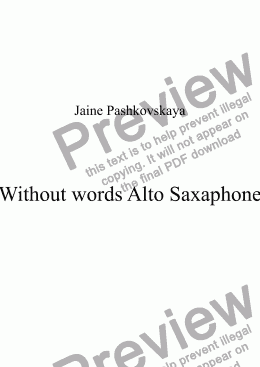 page one of Without words Alto Saxaphone