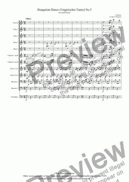 page one of Brahms: Hungarian Dance (Ungarischer Tannz) No.5 - wind dectet