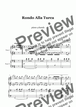 page one of W. A. Mozart - Rondo Alla Turca - piano 4 hands