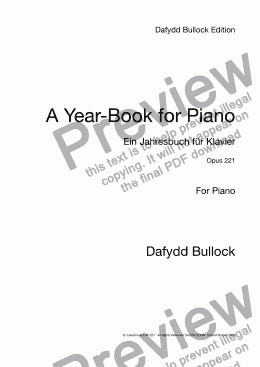 page one of  A Year Book for Piano Opus 221