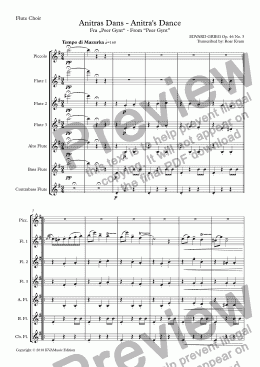 page one of Grieg: Anitras Dans - Anitra's Dance (Flute Choir)