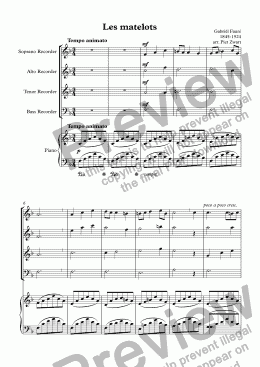 page one of Les matelots (Fauré)