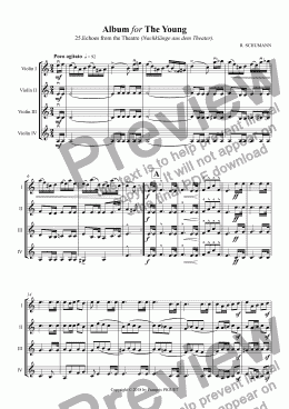 page one of SCHUMANN: Echoes from the theatre arranged for Violins 4tet