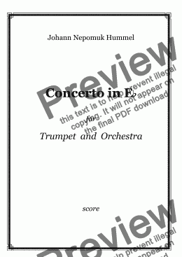 page one of Hummel - Concerto for Trumpet (Bb) and Orchestra in Eb major - full score