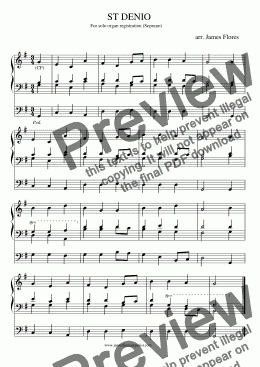page one of Hymn tune: ST DENIO for solo organ registration